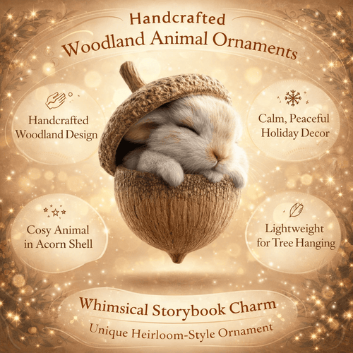 Christmas Tree Ornaments Handcrafted Woodland Animal Acorn Decorations