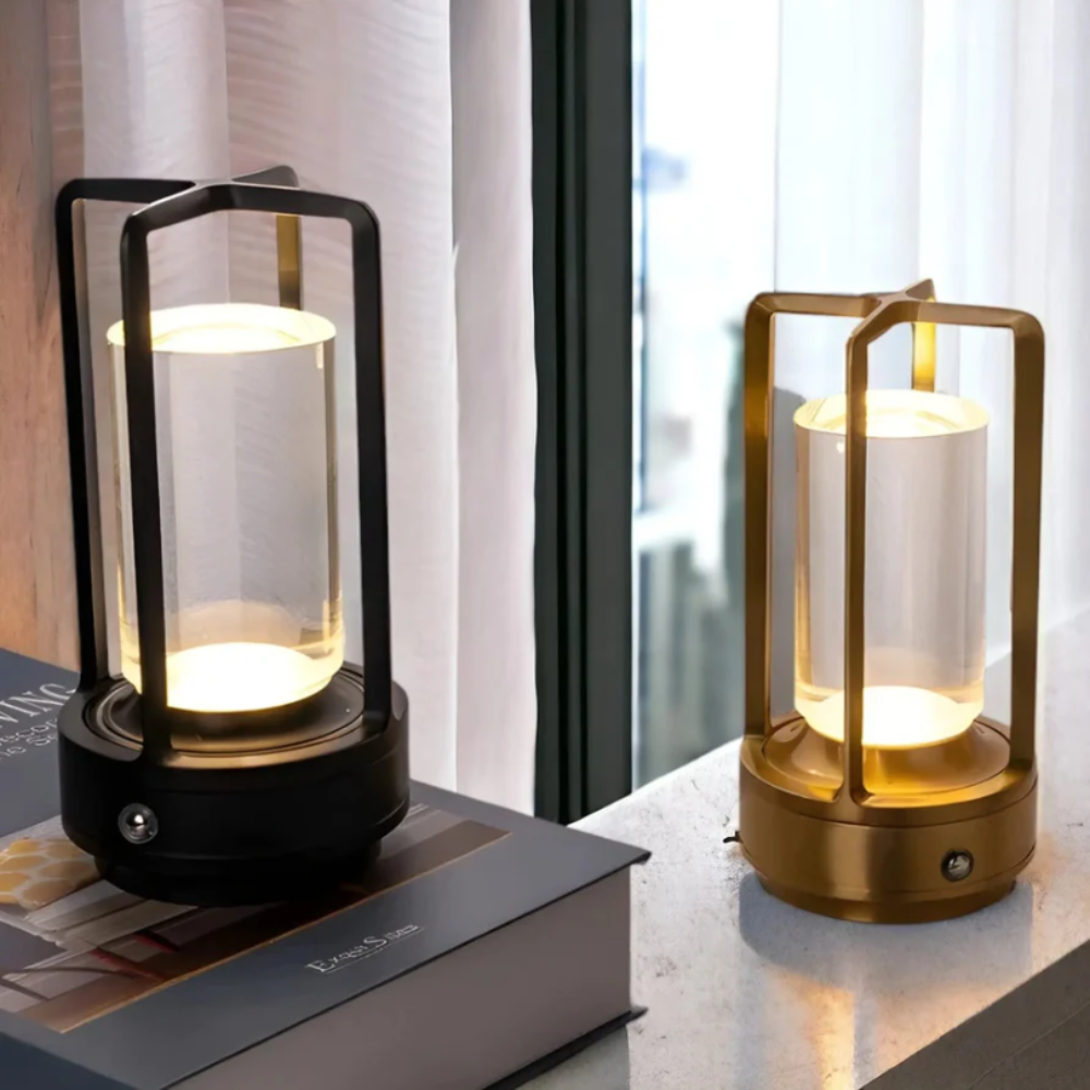 Table Lamp Modern Metal Cylinder LED Light Decor Accent