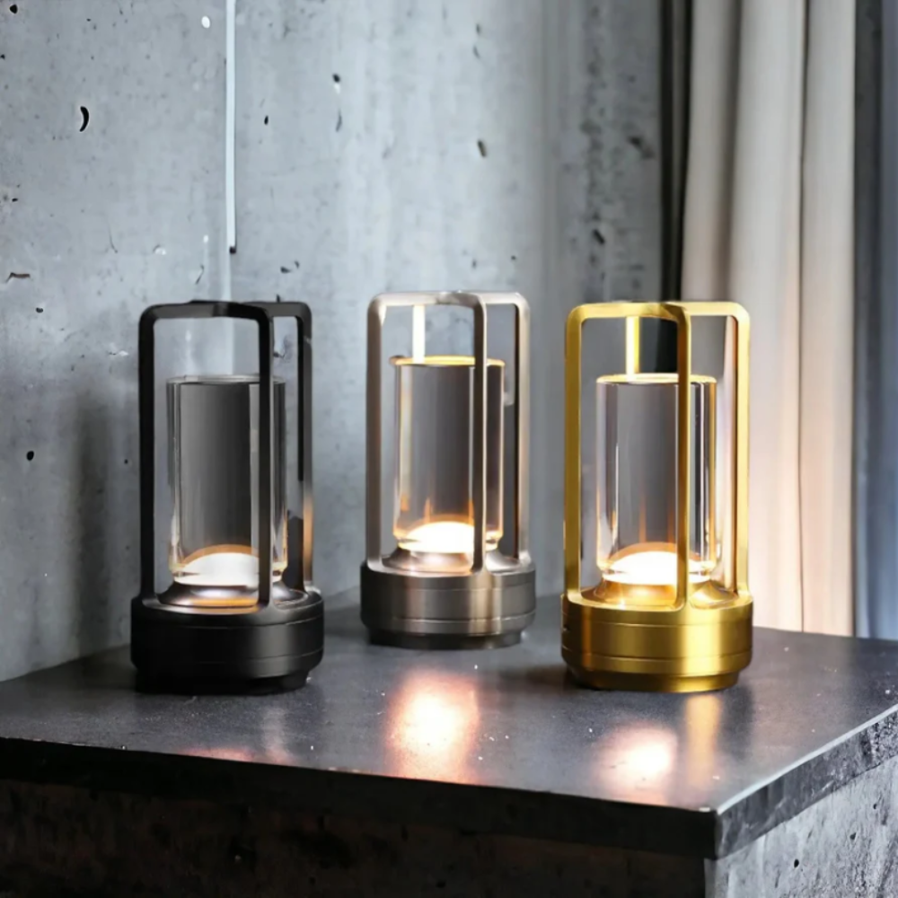 Table Lamp Modern Metal Cylinder LED Light Decor Accent