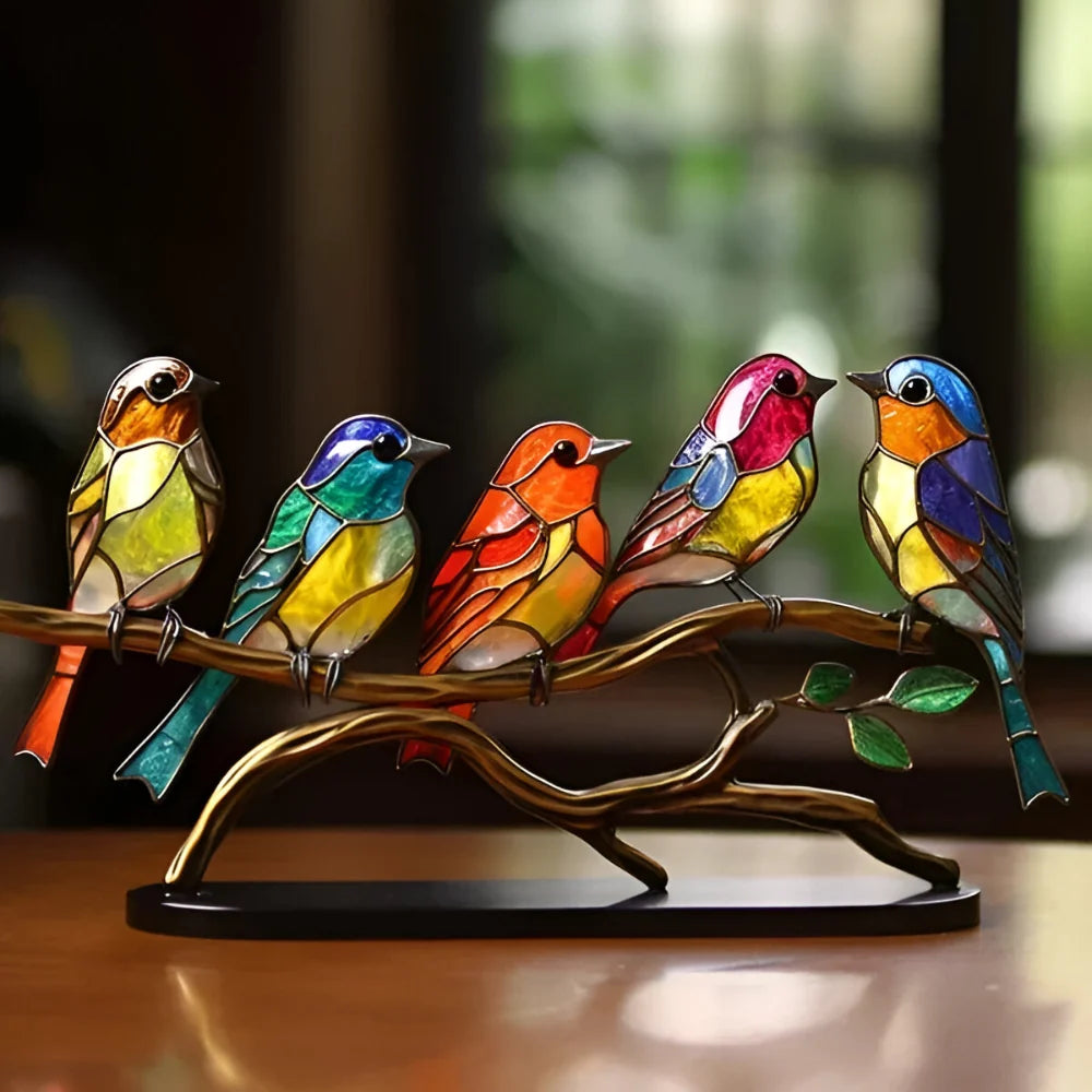 Home Decor Glass Bird Sculpture Table Accent Colored Figurine