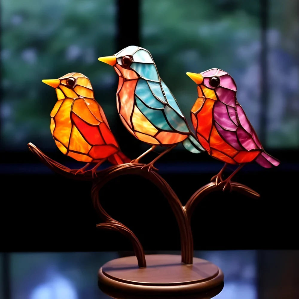 Home Decor Glass Bird Sculpture Table Accent Colored Figurine