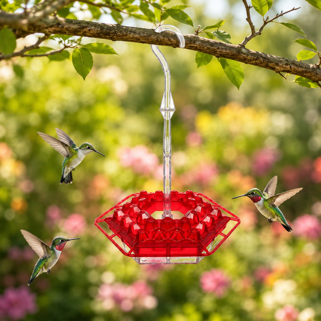 Hummingbird Feeder with Bee Guard for Outdoor Garden Decor