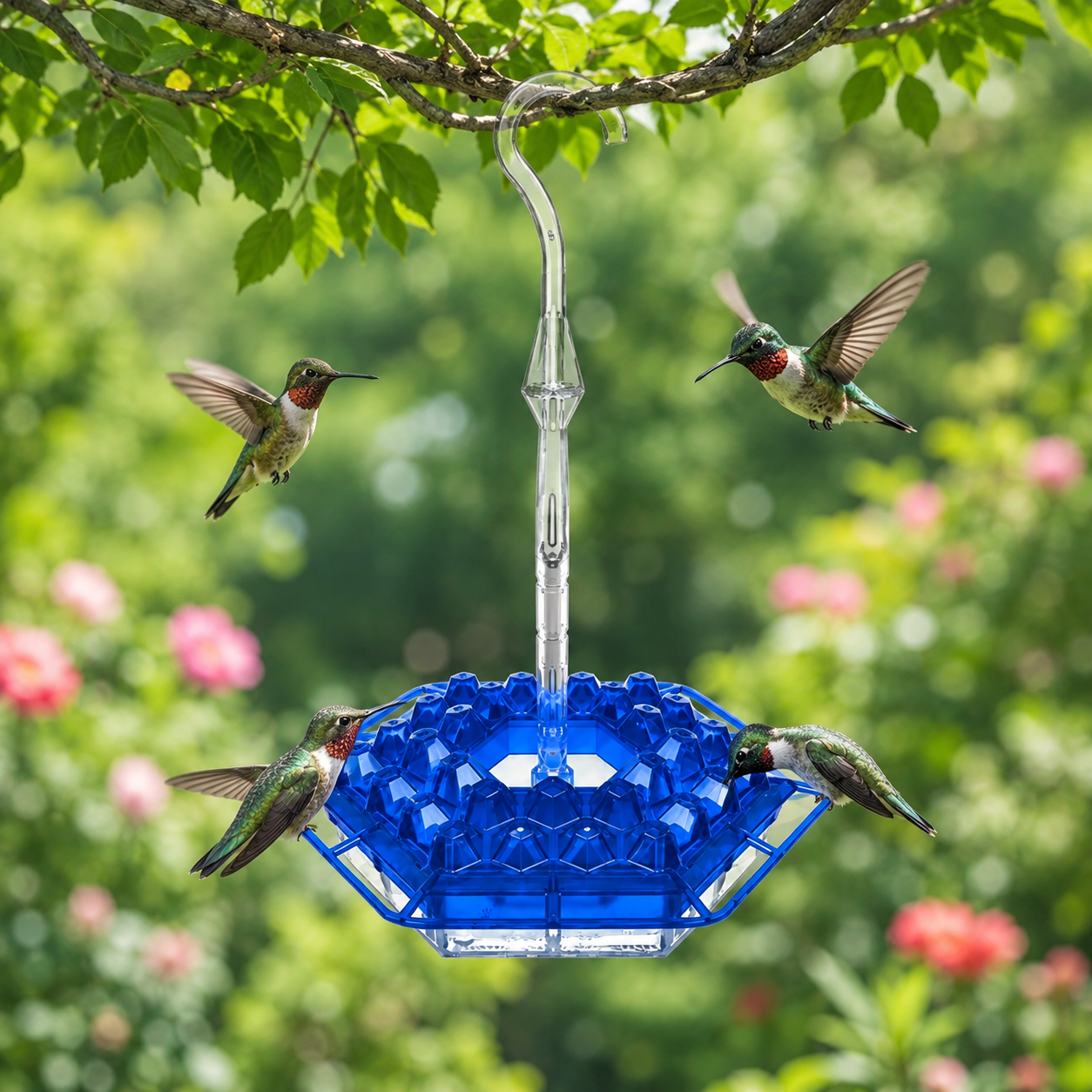 Hummingbird Feeder with Bee Guard for Outdoor Garden Decor