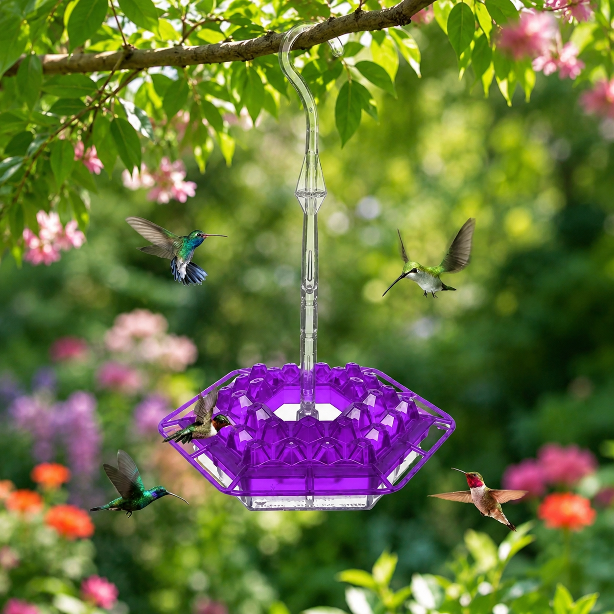 Hummingbird Feeder with Bee Guard for Outdoor Garden Decor