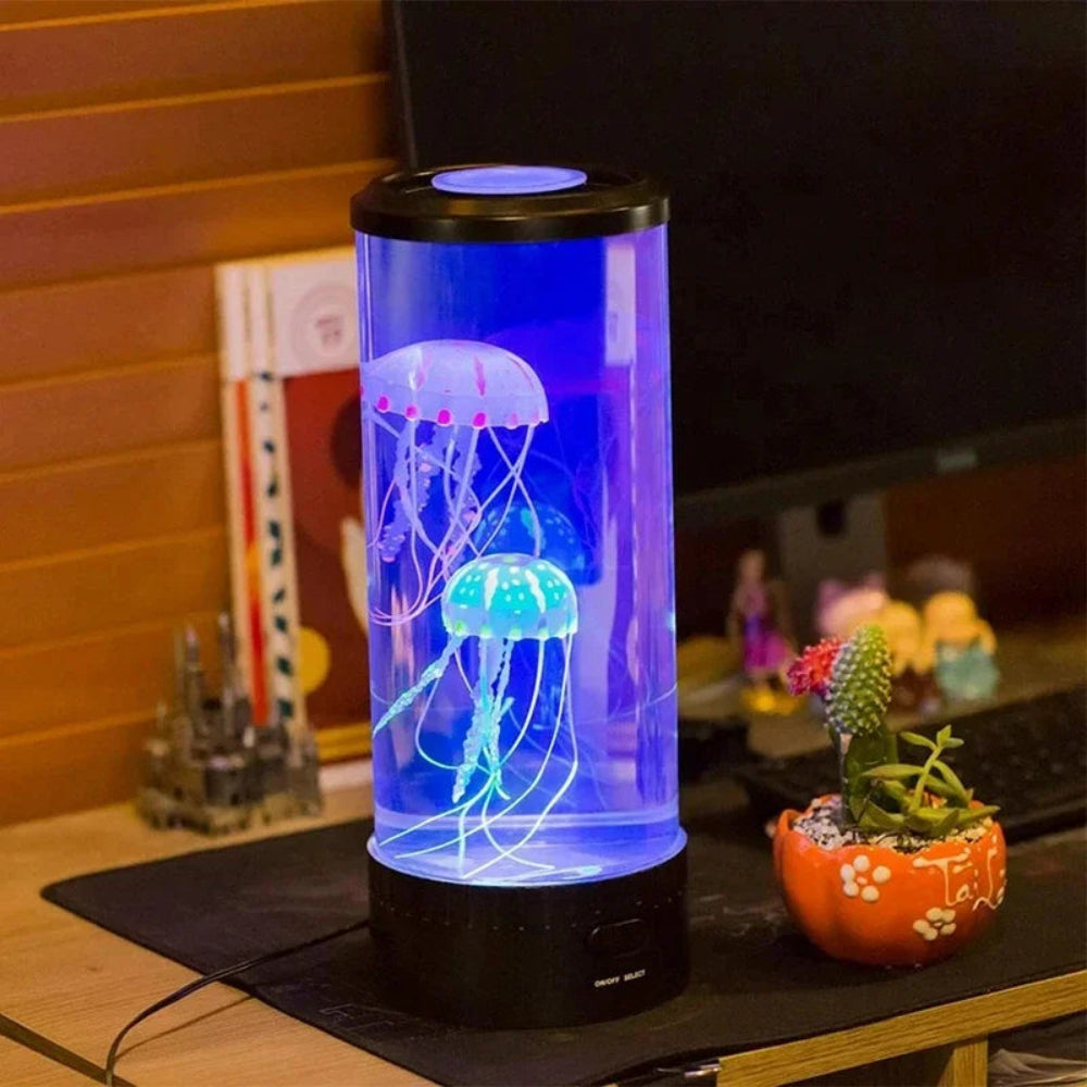 Table Lamp Jellyfish LED Color Display Cylinder Decor