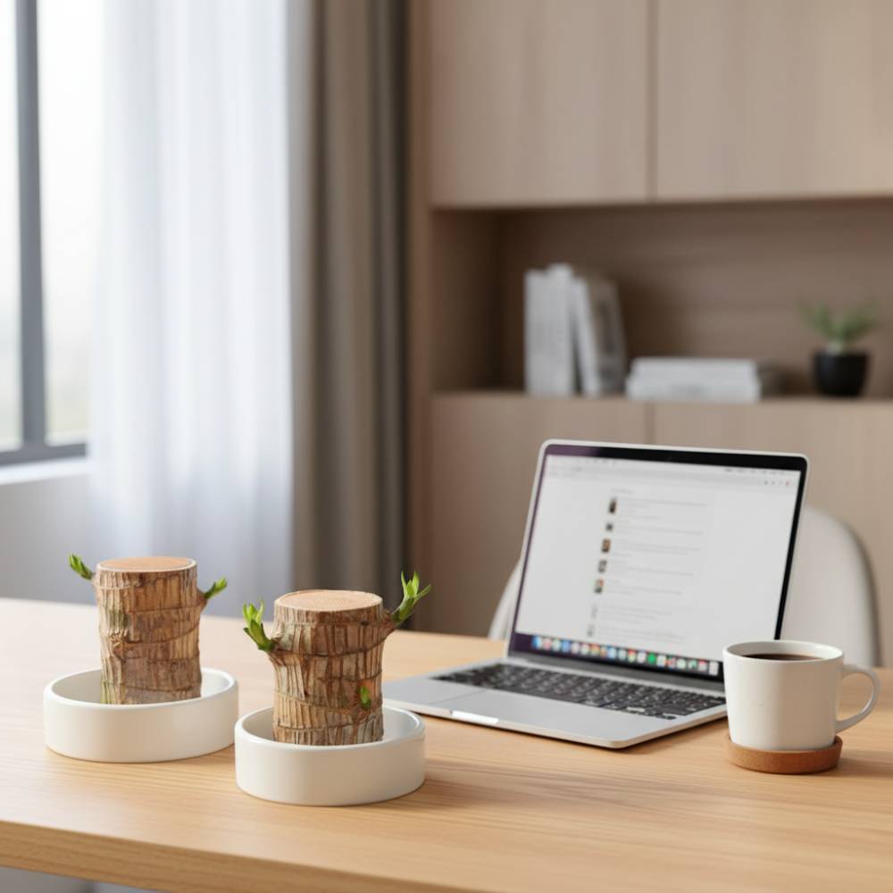 Lucky Bamboo Plant Decorative Pot Air Purification