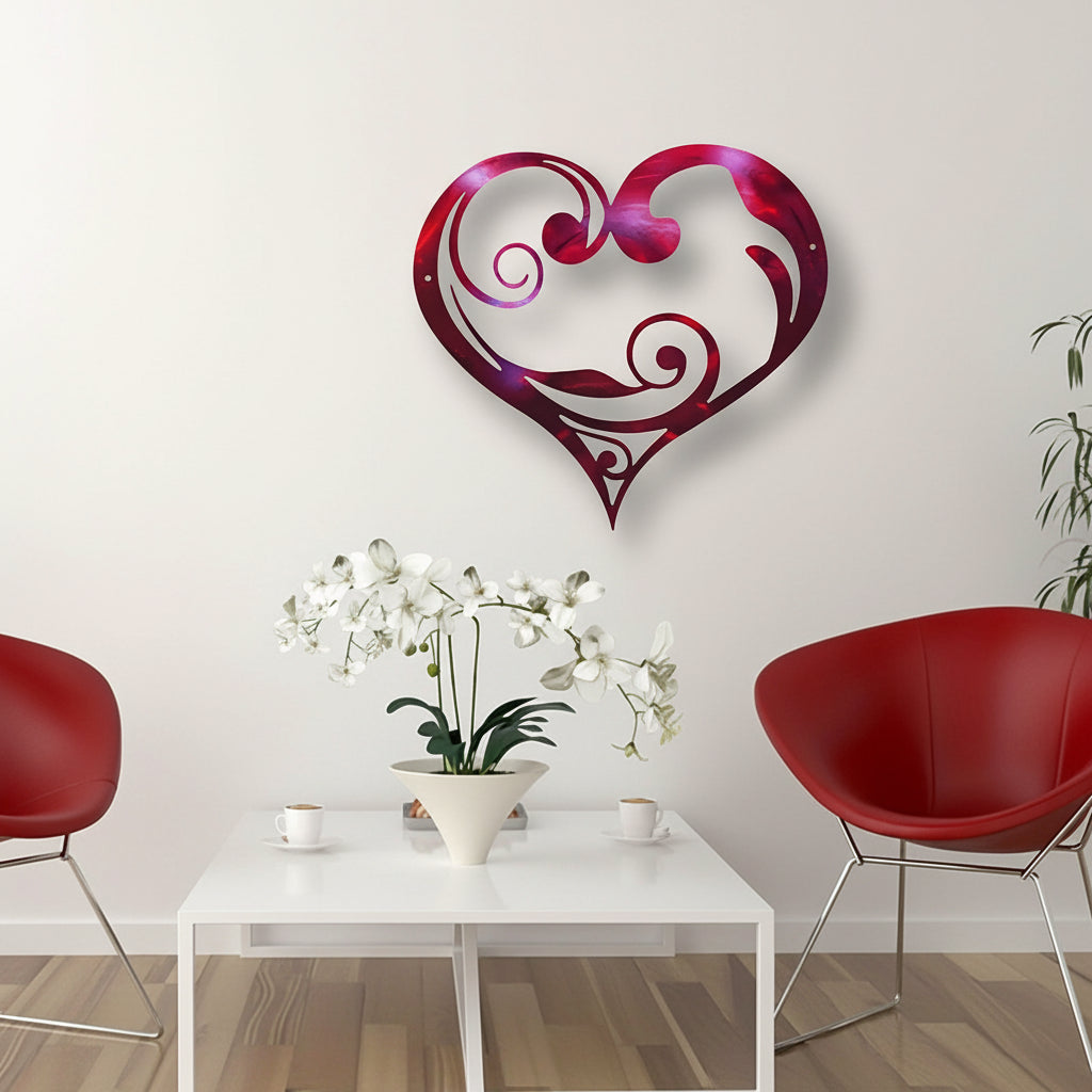Wall Art Metal Heart Floral Design Vintage Home Decor