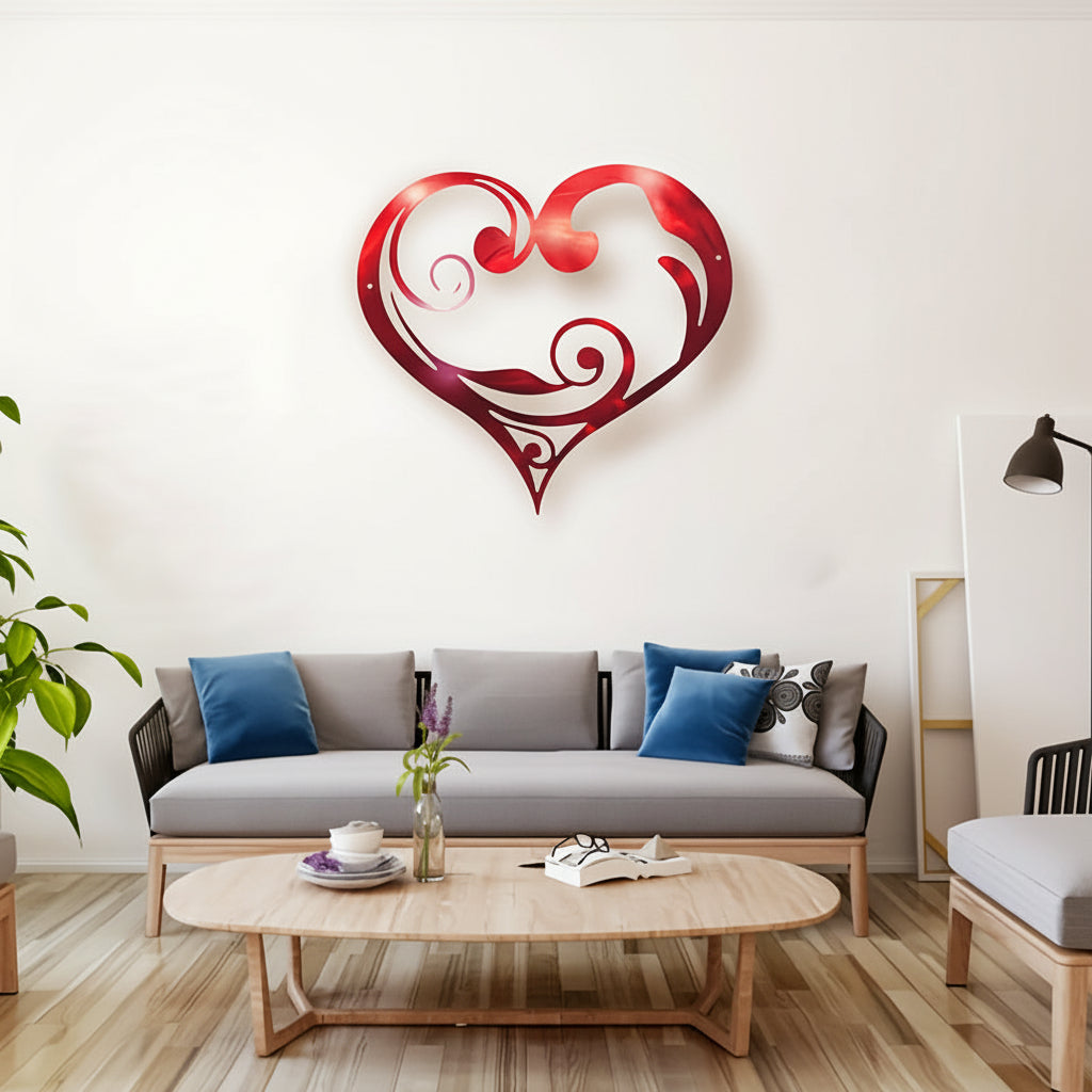 Wall Art Metal Heart Floral Design Vintage Home Decor
