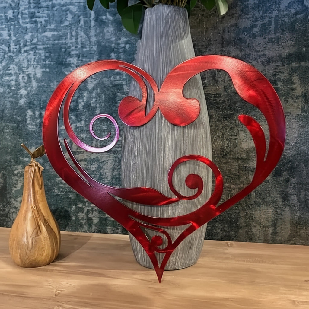 Wall Art Metal Heart Floral Design Vintage Home Decor