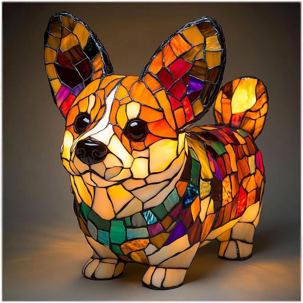Table Lamp Decorative Resin Dog Figurine Accent Light