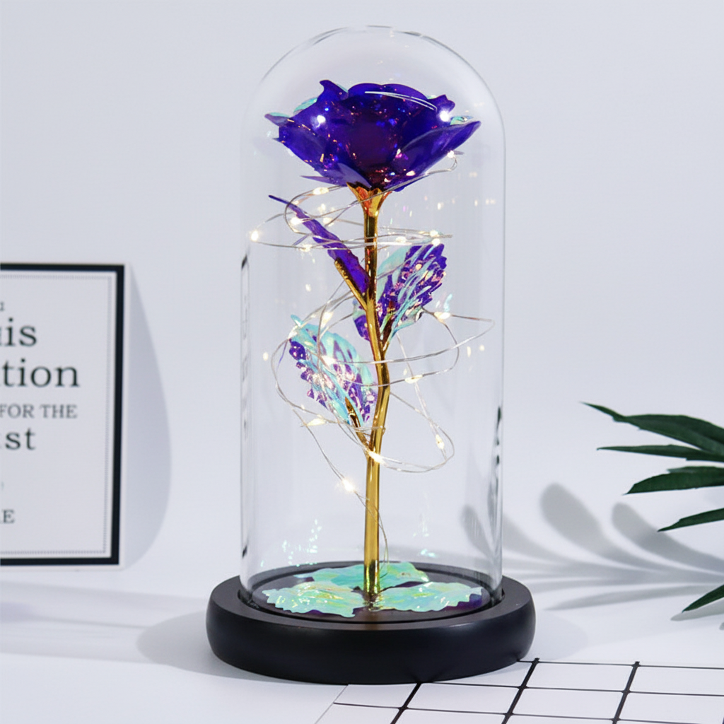 Mothers Day Rose Figure Display Glass Dome Gift Decoration
