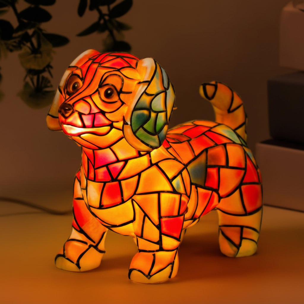 Table Lamp Resin Dog Figurine Decorative Accent Light