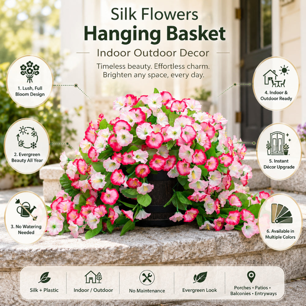 Elegant Silk Flower Hanging Basket for Indoor and Outdoor Decor