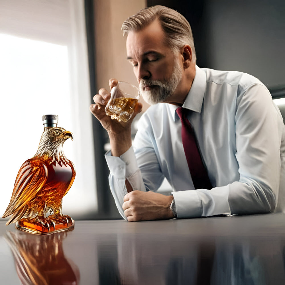 Whiskey Decanter Eagle Glass Bottle Decorative Bar Display