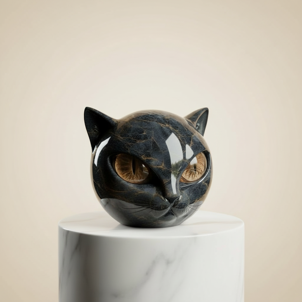 Elegant Cat Sculpture - A Unique Home Accent for Modern Interiors
