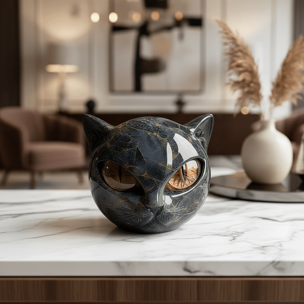 Elegant Cat Sculpture - A Unique Home Accent for Modern Interiors