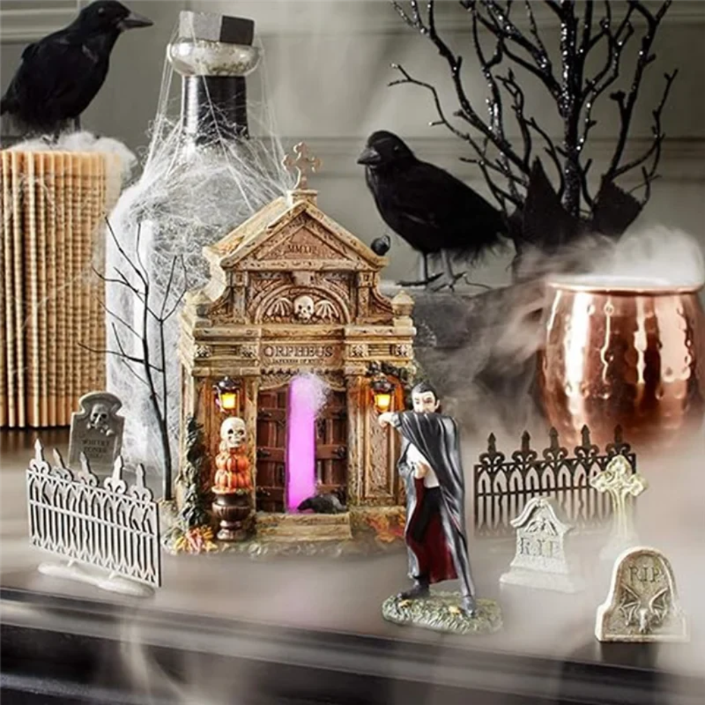 Halloween Table Decor Set: Grave Stone Prop & Spooky Accessories