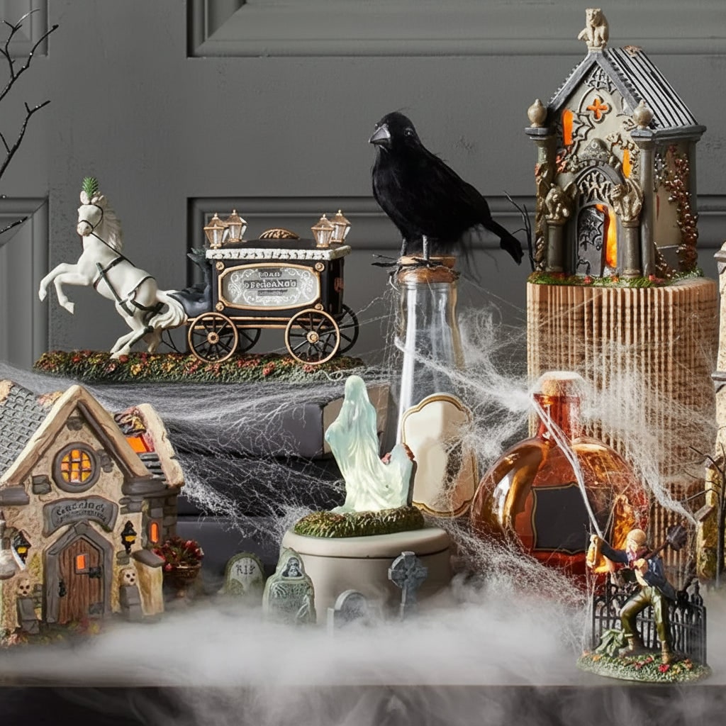 Halloween Table Decor Set: Grave Stone Prop & Spooky Accessories