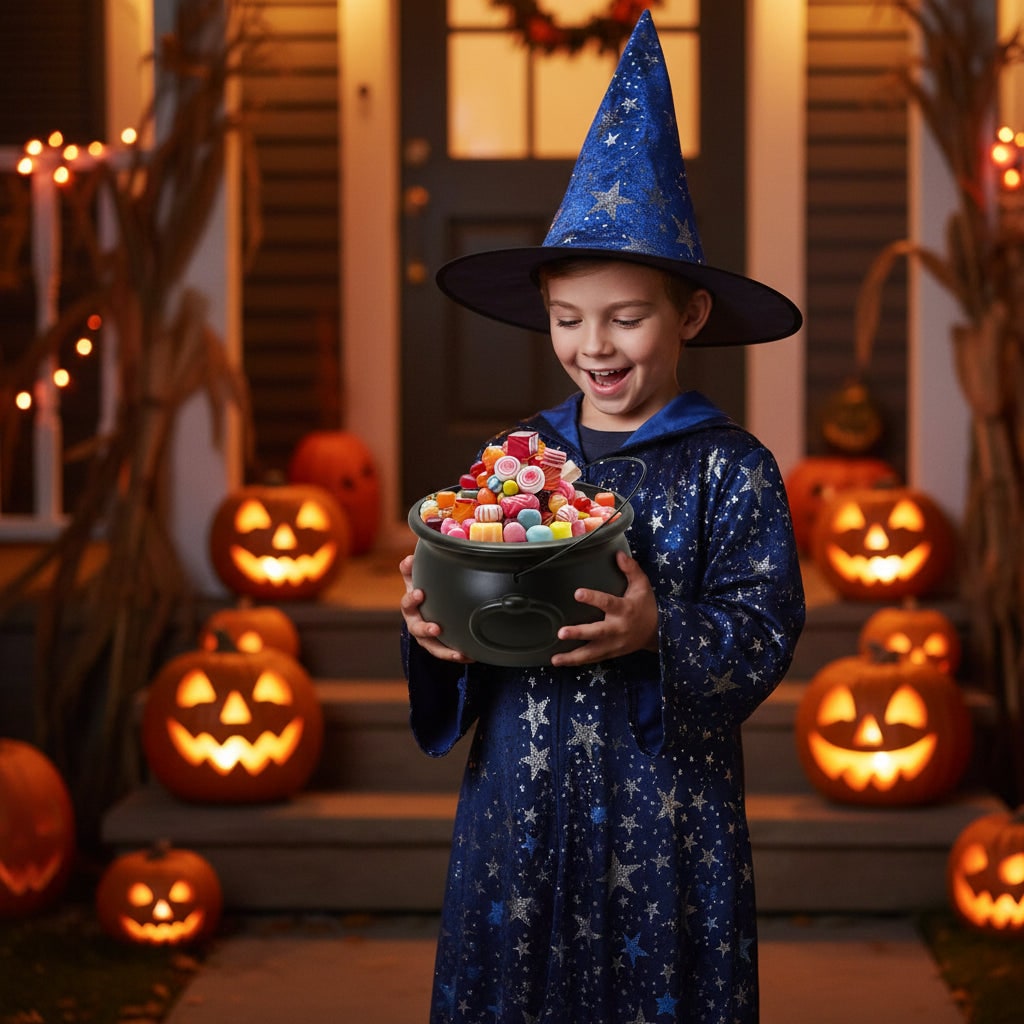 Spooky Halloween Cauldron Display for Trick-or-Treat Decor