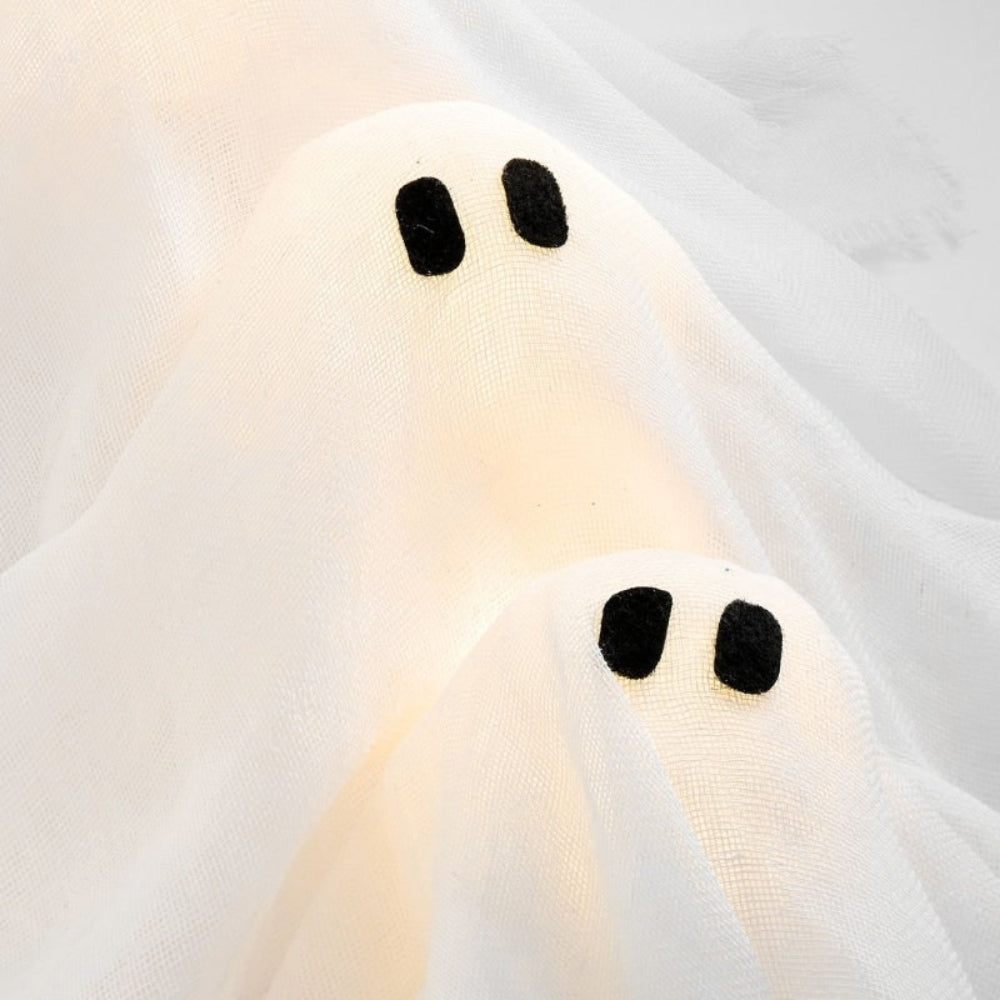LED-Lit Ghost Wreath for Halloween Decoration - Spooky Haunted Home Decor
