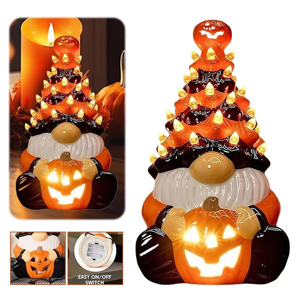 Whimsical Halloween Gnome Statue - Festive Home Decor for the Season