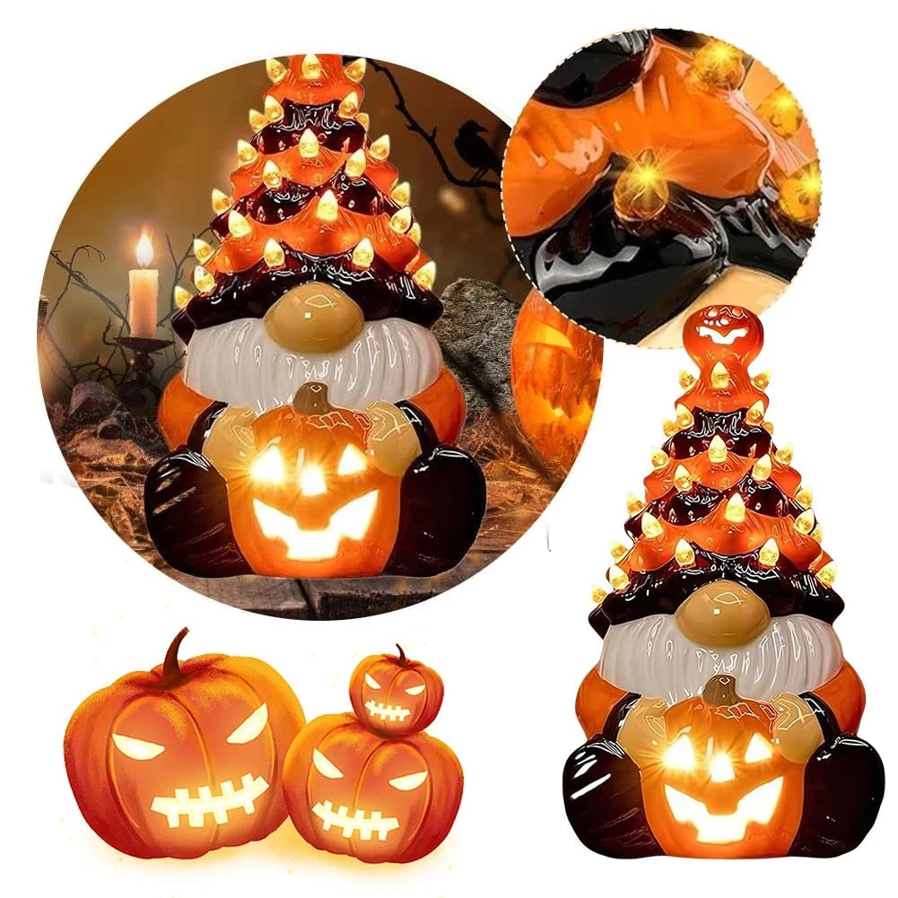 Whimsical Halloween Gnome Statue - Festive Home Decor for the Season