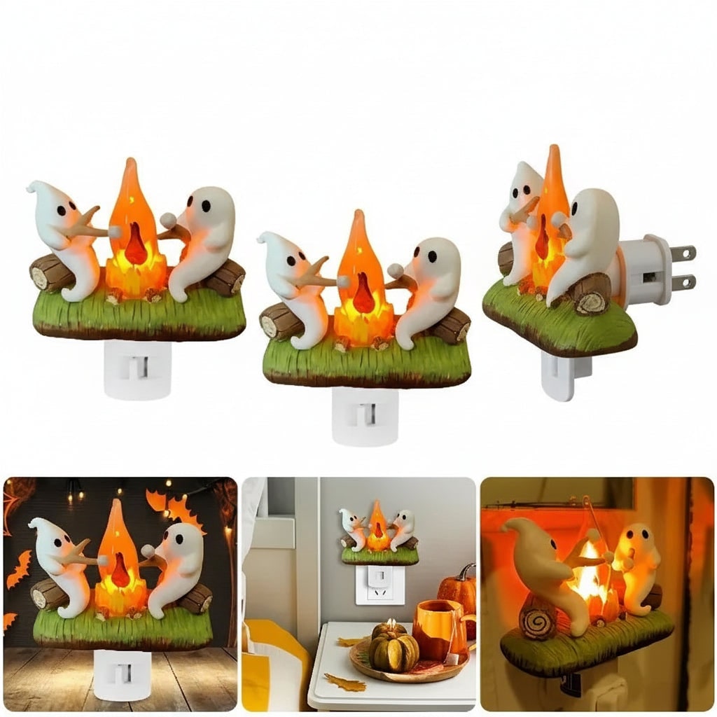 Halloween Ghost Night Light - Plug-In LED Decoration for Spooky Rooms