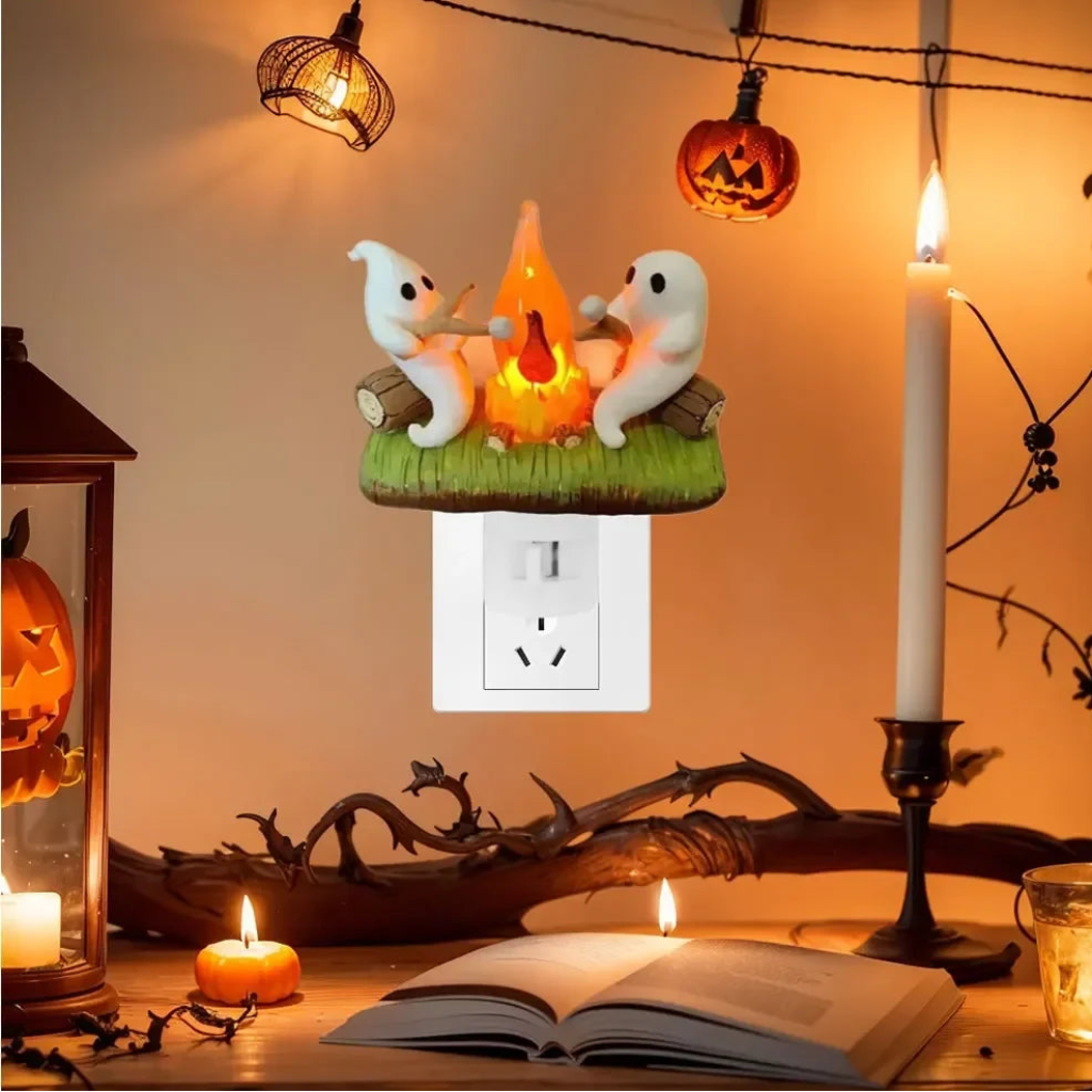 Halloween Ghost Night Light - Plug-In LED Decoration for Spooky Rooms