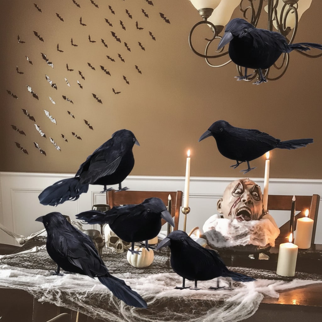 Spooky Realistic Artificial Crows for Halloween Decor