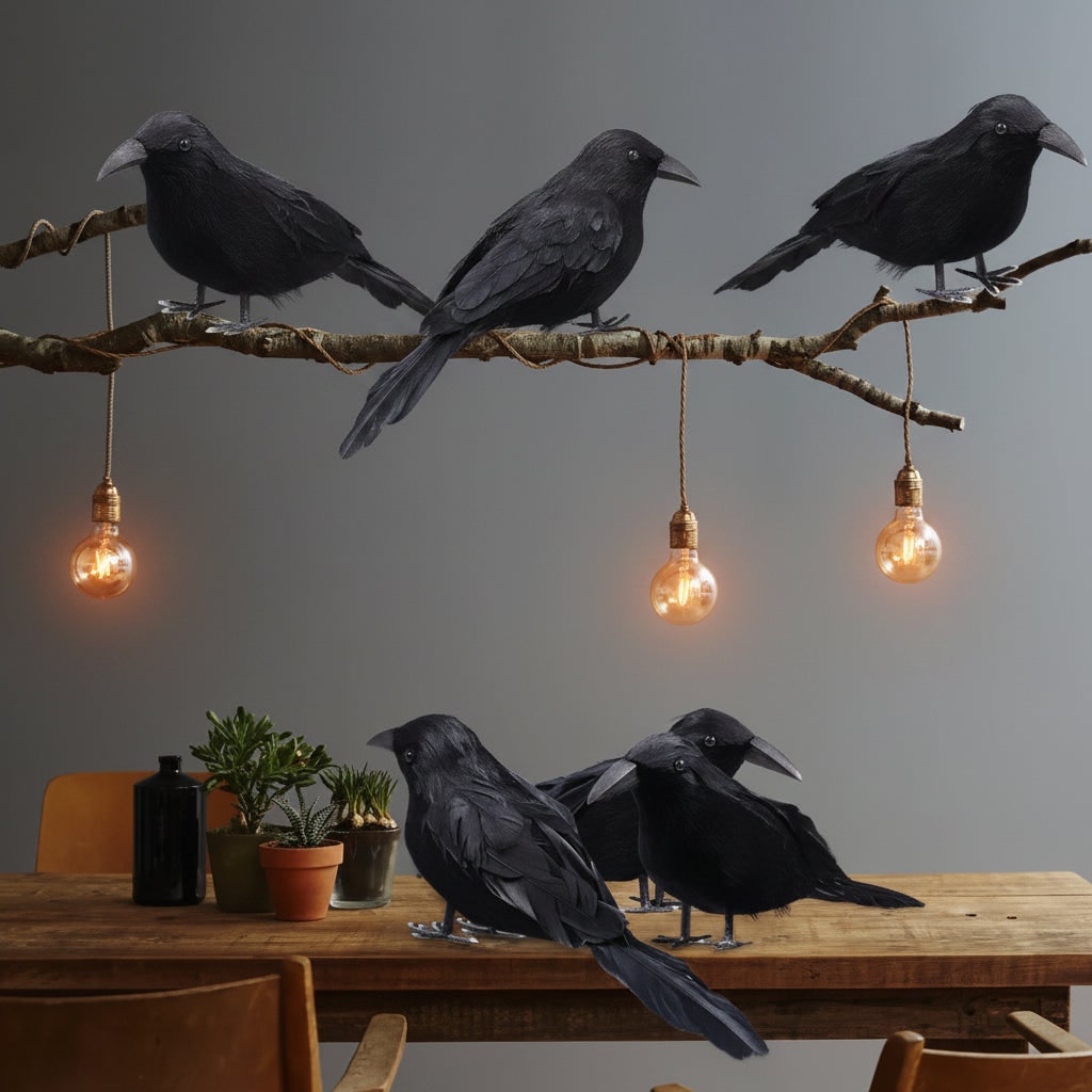 Spooky Realistic Artificial Crows for Halloween Decor