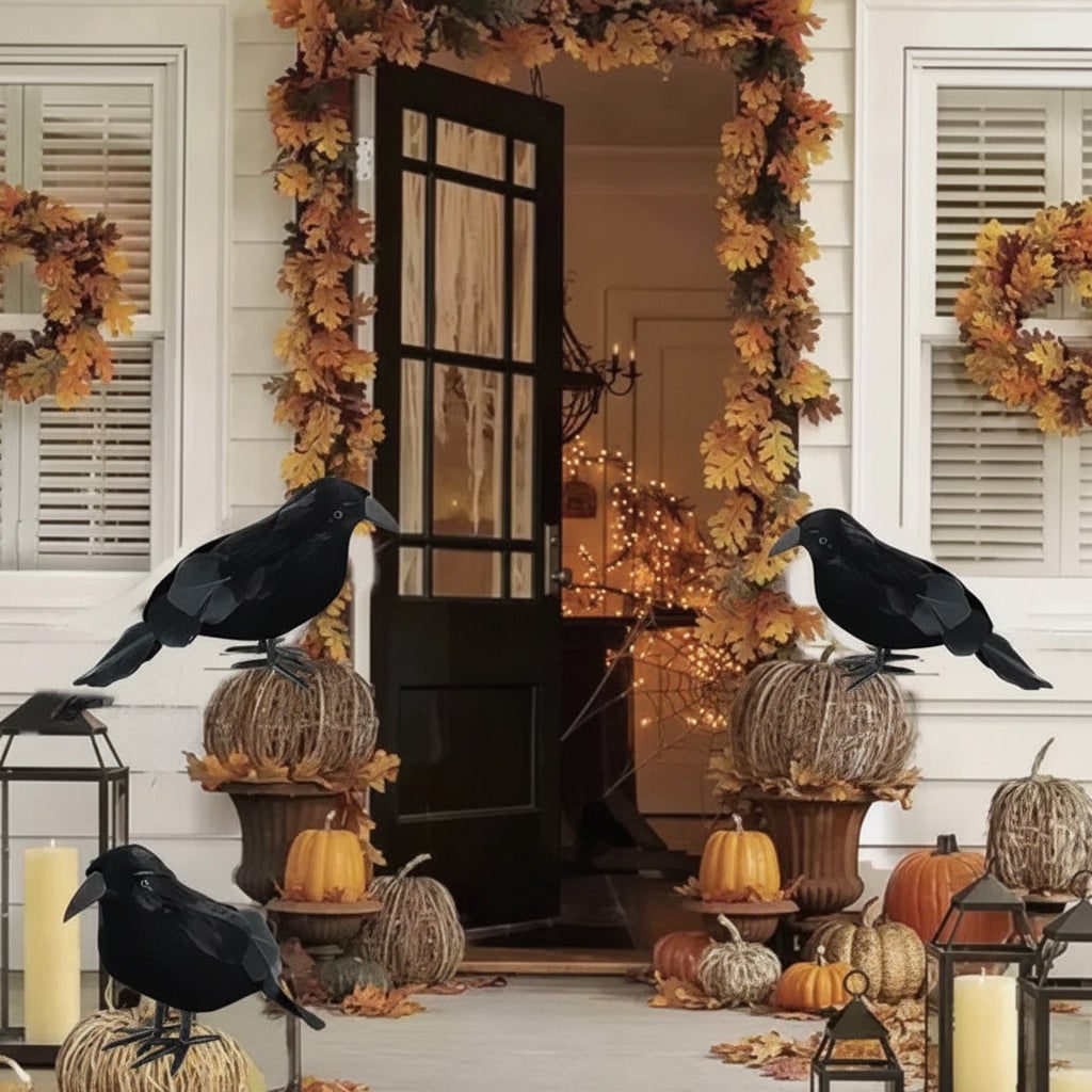 Spooky Realistic Artificial Crows for Halloween Decor