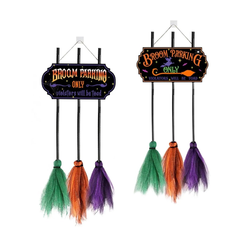 Halloween Decoration Sign – Broom Parking, Fun Home Accent