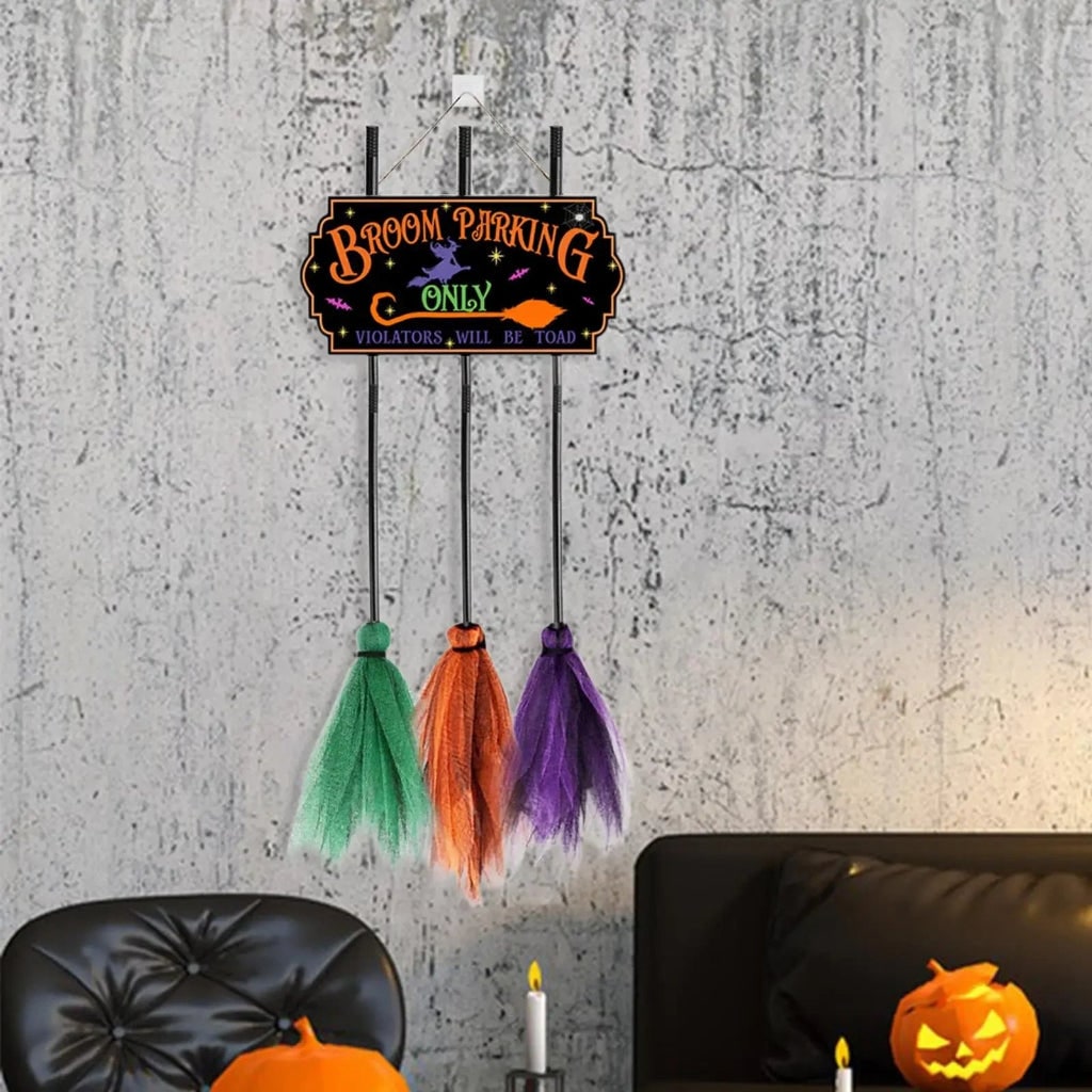 Halloween Decoration Sign – Broom Parking, Fun Home Accent