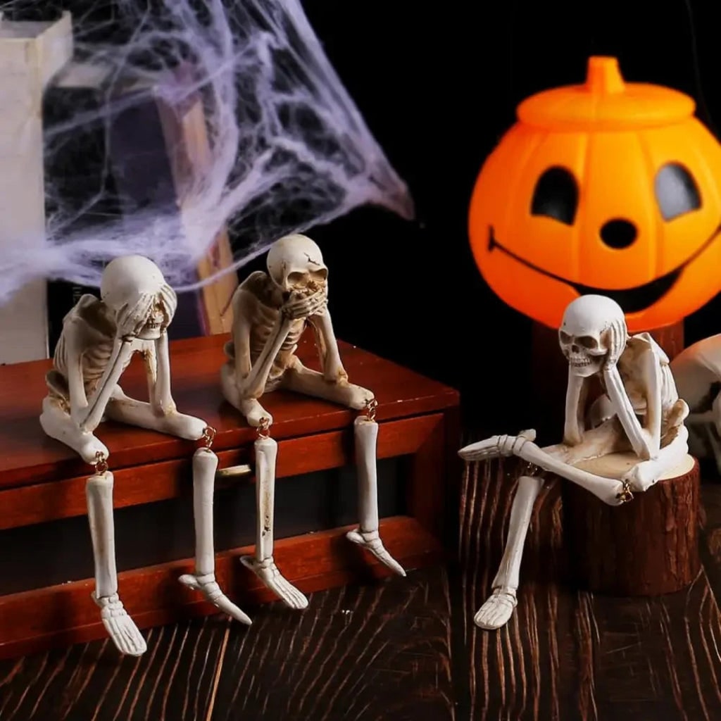 Spooky Halloween Skeleton Figurine – Charming Home Decor Accent for Festive Decor