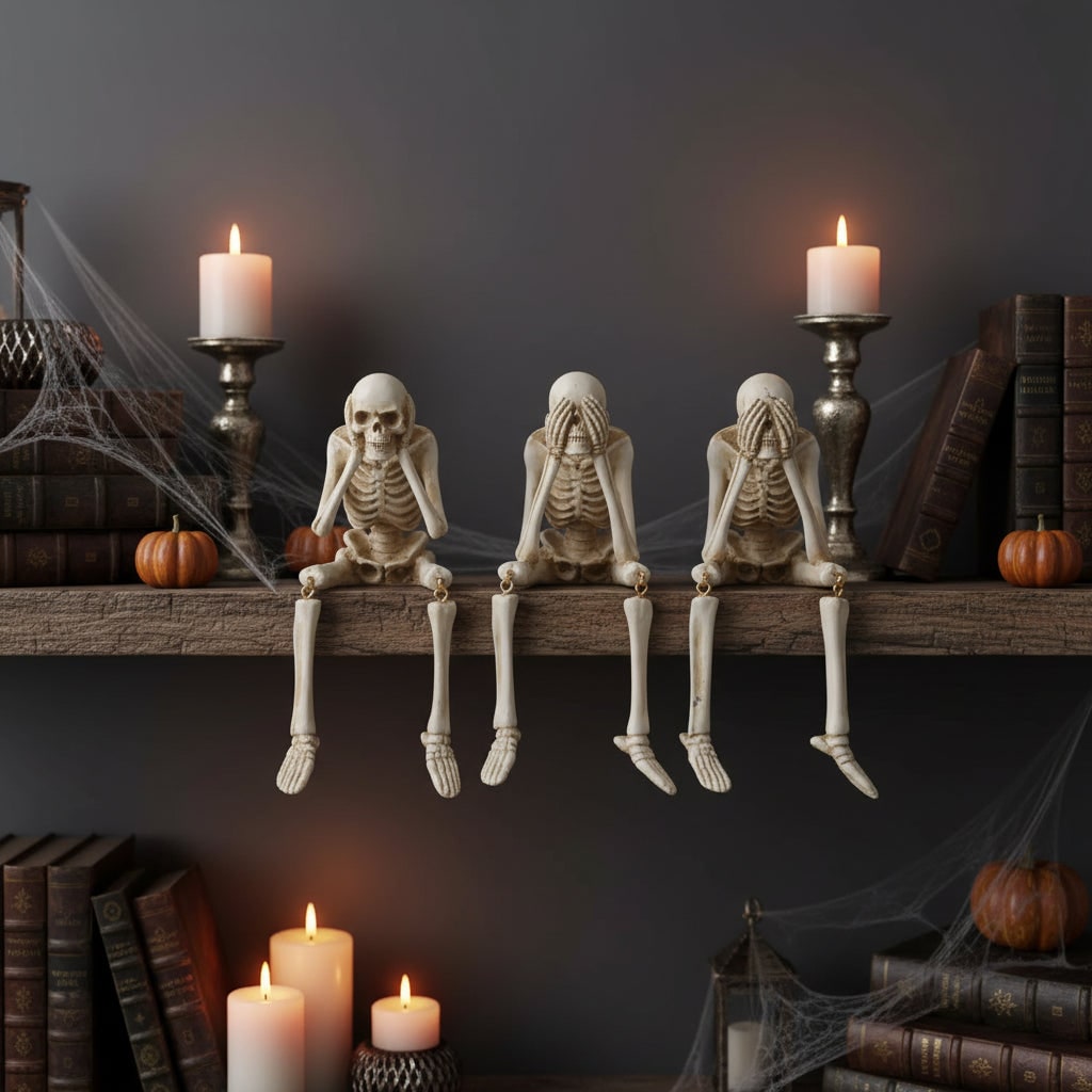 Spooky Halloween Skeleton Figurine – Charming Home Decor Accent for Festive Decor
