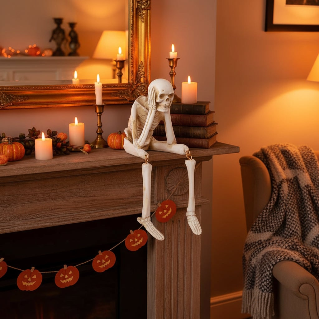 Spooky Halloween Skeleton Figurine – Charming Home Decor Accent for Festive Decor