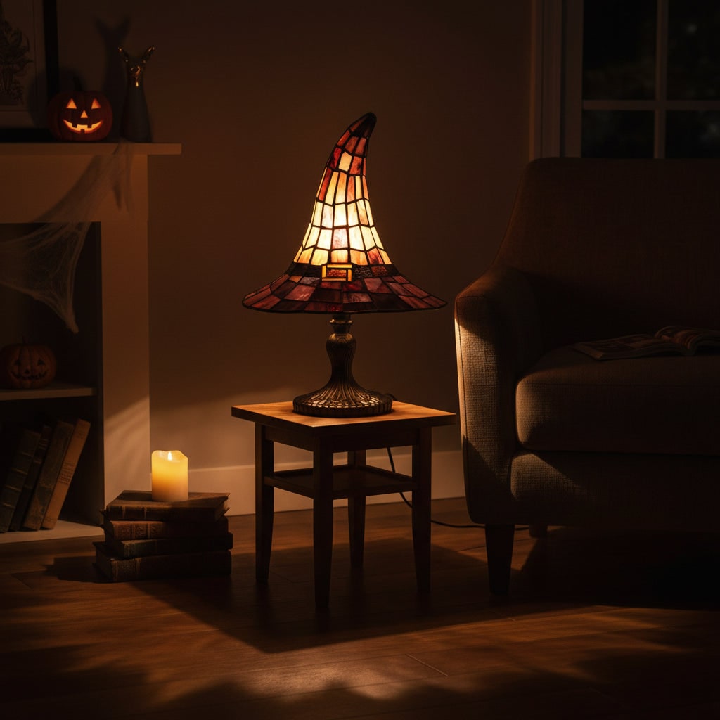 Halloween Table Lamp - Witch Hat Design for Spooky Home Decor