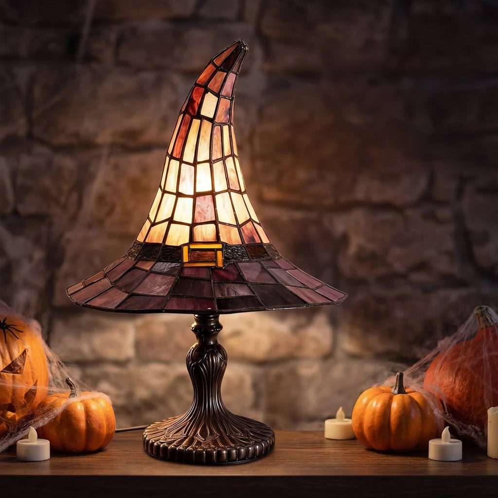 Halloween Table Lamp - Witch Hat Design for Spooky Home Decor