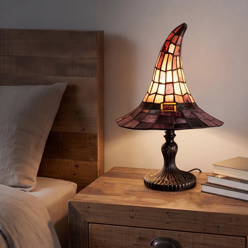 Halloween Table Lamp - Witch Hat Design for Spooky Home Decor