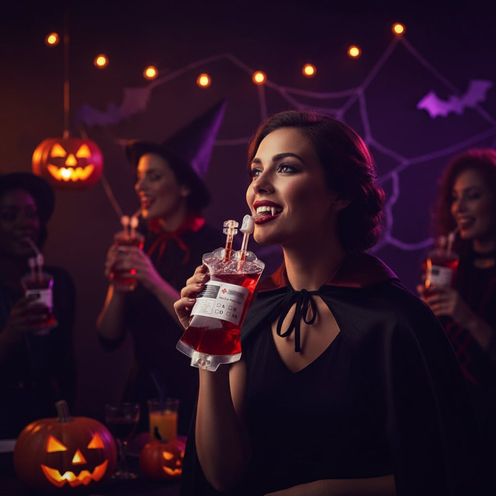 Spooky Vampire Blood Bag Prop for Halloween Decor — Essential Party Supplies