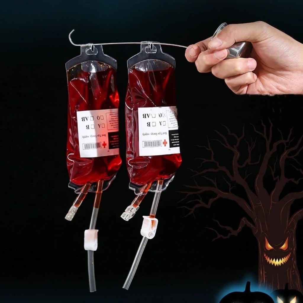 Spooky Vampire Blood Bag Prop for Halloween Decor — Essential Party Supplies