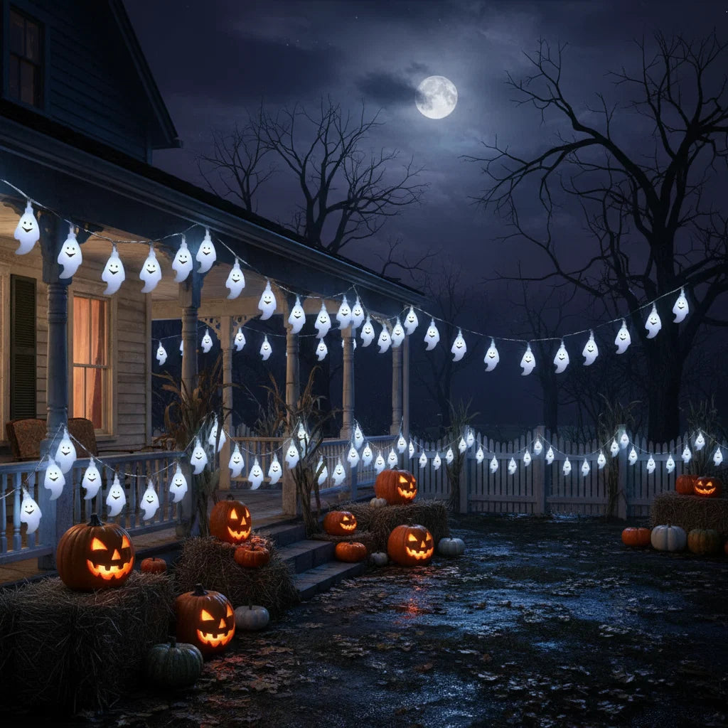 Halloween Decor: Soft LED Lights with Ghost Design