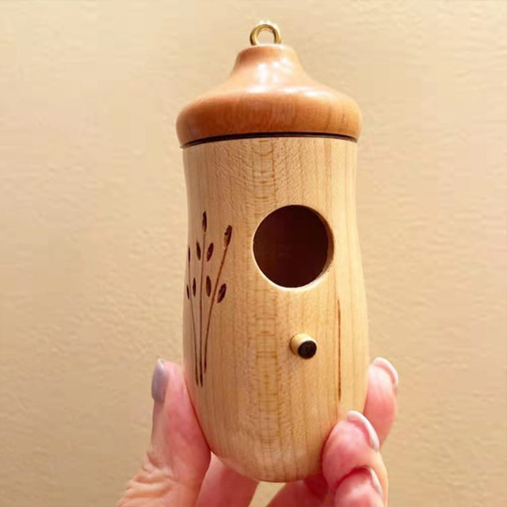 Handcrafted Wooden Hummingbird House — Garden Birdhouse Decor