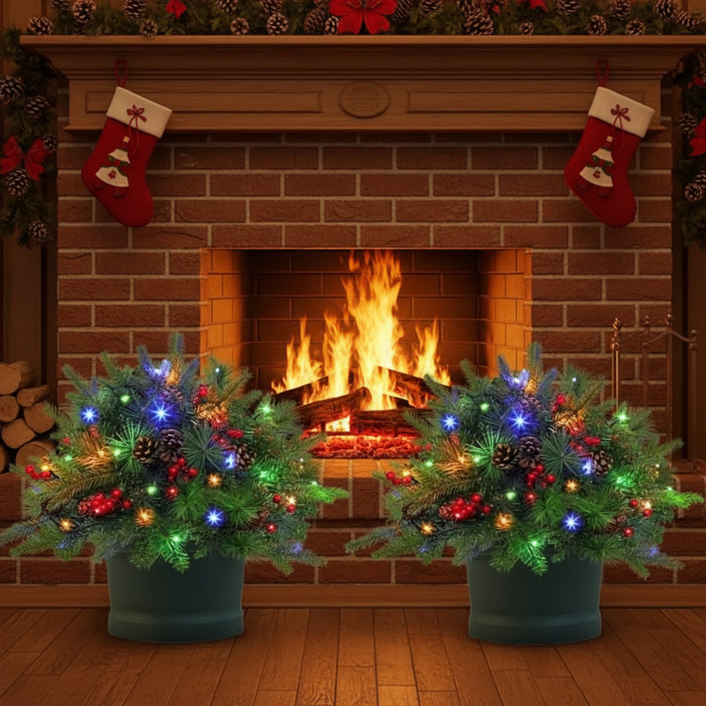 LED Evergreen Urn Filler – Festive Holiday Décor for Wreaths and Planters