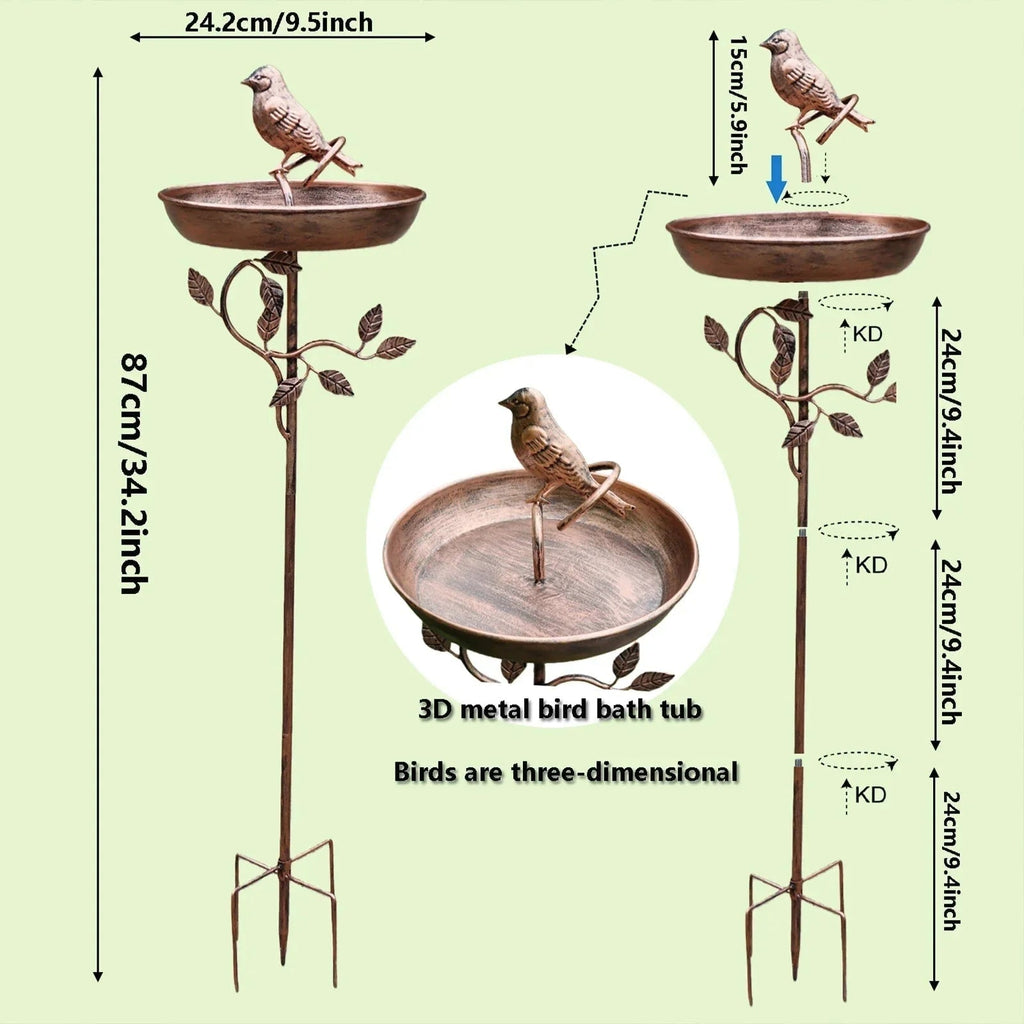 Elegant Metal Bird Bath Garden Decor with Decorative Stand