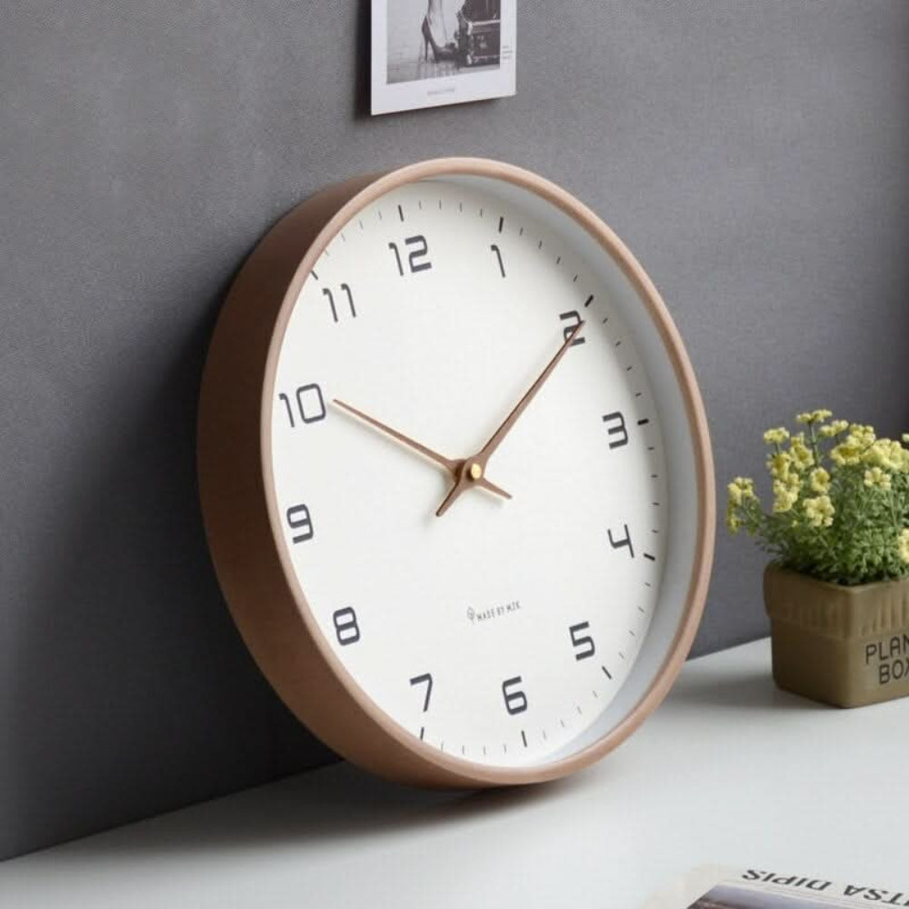 Modern Wall Clock Minimalist Wooden Home Decor Accent