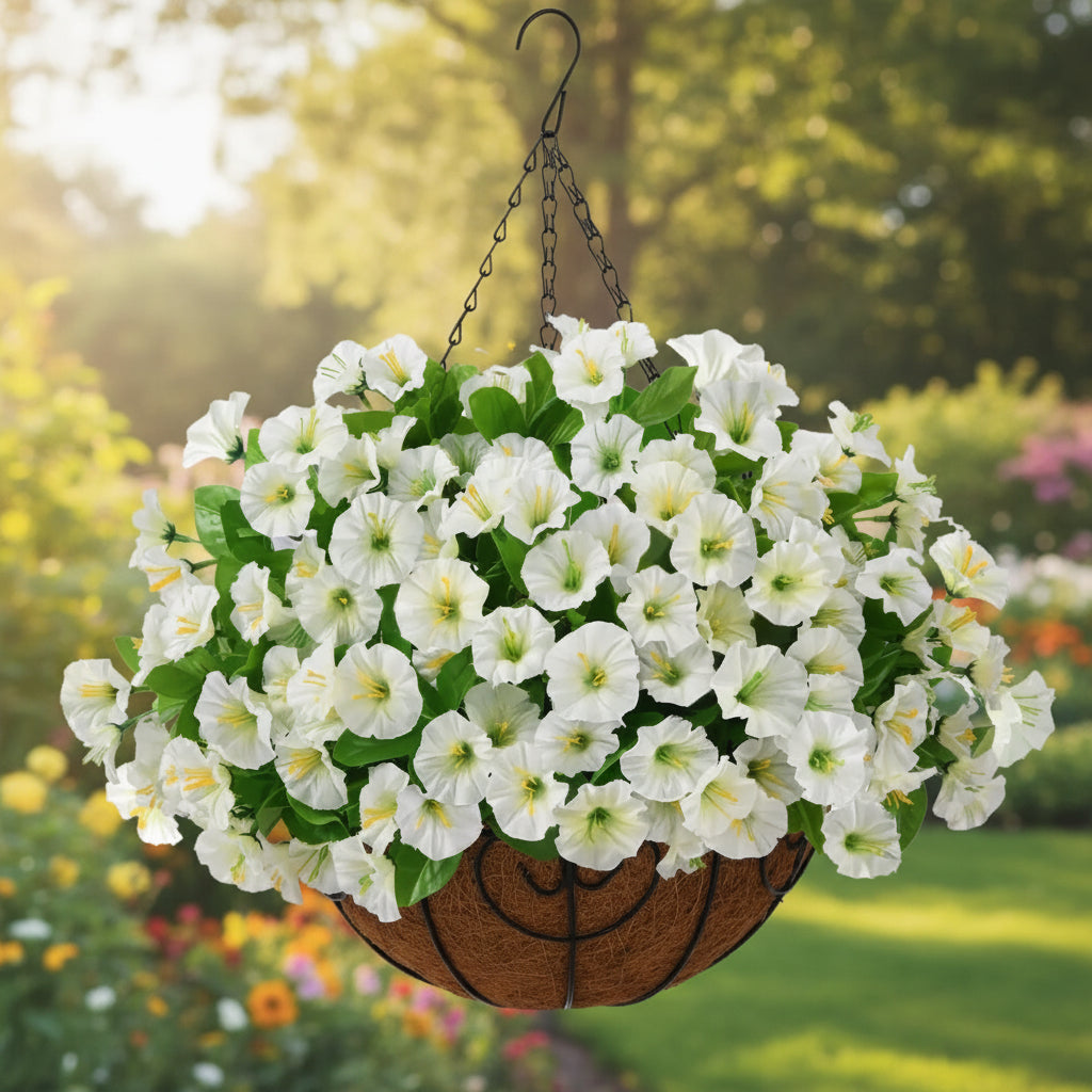 Elegant Silk Flower Hanging Basket for Indoor and Outdoor Decor