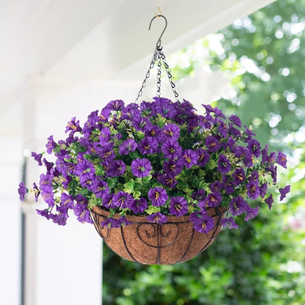 Elegant Silk Flower Hanging Basket for Indoor and Outdoor Decor