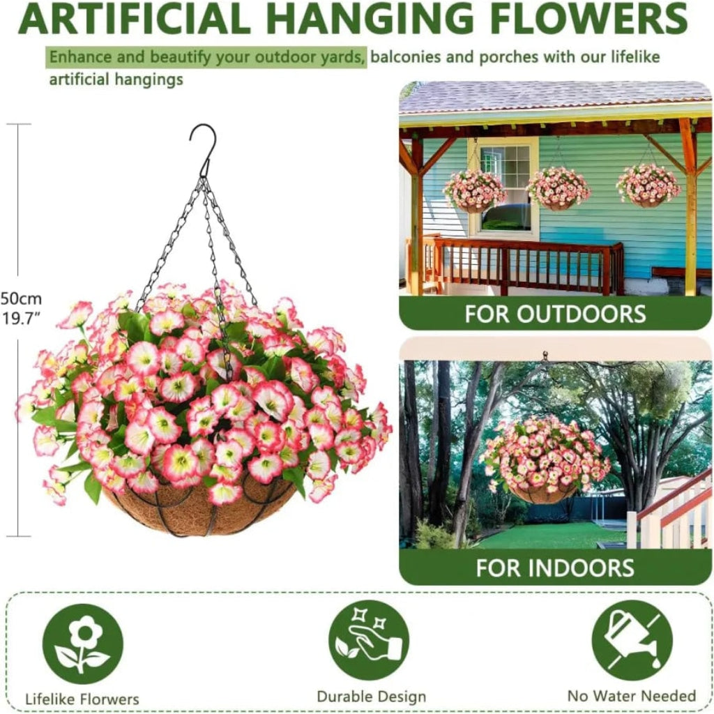 Elegant Silk Flower Hanging Basket for Indoor and Outdoor Decor