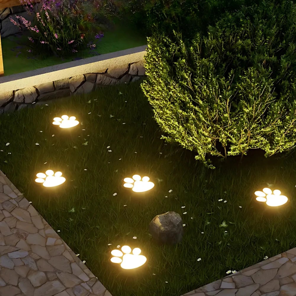 Solar-Powered Paw Print Path Lights - Waterproof Outdoor Garden Decor